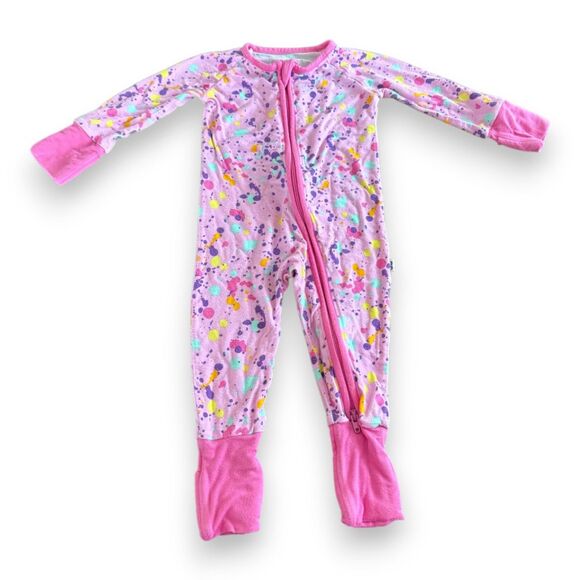 Little Sleepies Pink Paint Party Zippy 0-3 Months - Picture 1 of 3